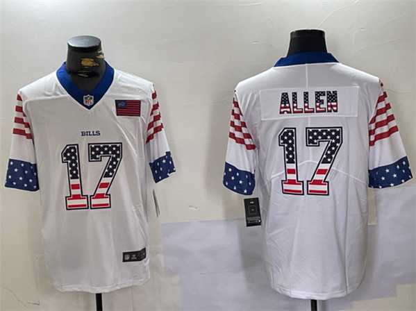 Men%27s Buffalo Bills #17 Josh Allen White 2019 USA Flag Fashion Limited Football Stitched Jersey Dzhi